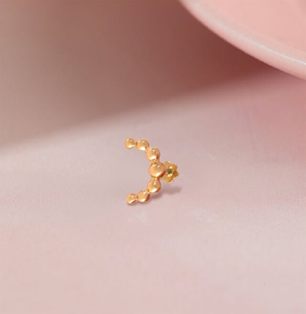 Beaded Elegance Gold Nose Pin